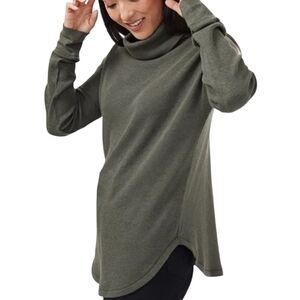 Tentree Waffle Knit Turtleneck Women Small Green Organic Cotton Tencel